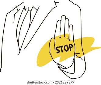 Businessman's hand sticking out the stop