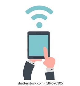Businessman's Hand Using Tablet