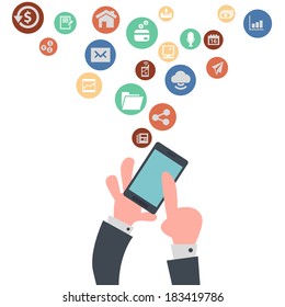 Businessman's Hands Using Mobile Phone