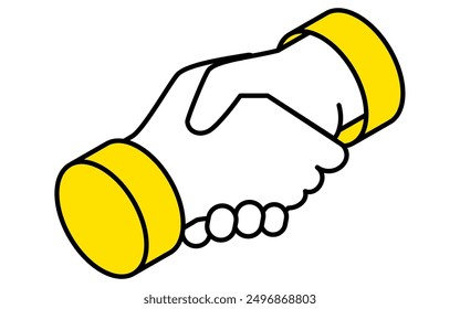 Businessman's handshake, business icon for target, goal attainment, and goal, isometric illustration, Vector Illustration