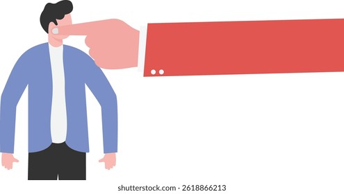 Businessman's mouth is blocked by red hands

