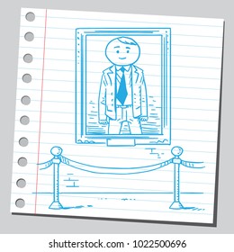 Businessman's painting picture in museum ( sketch style drawing )