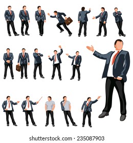 businessmans  set with different poses isolated