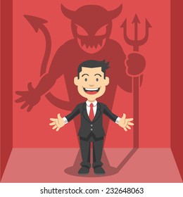 Businessman's shadow. Vector flat illustration