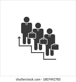 Businessmans walking up stairs with arrow, Business concept growth and the path to success, Icon design vector illustration