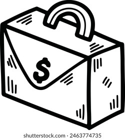 The businessman's wallet Hand drawn illustrations in line art style