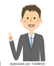 Businessman,V sign