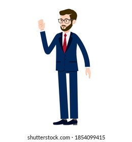 Businessman.Vector image of a person for animation. Editable strokes. A man in a suit on a white background. A man with a beard. A man with glasses.