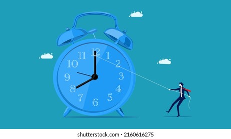 Businessmen adjust the new time value. business concept vector 