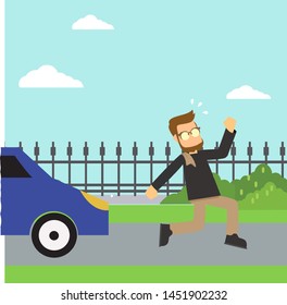 Businessmen Almost Hit By A Car Vector Illustration Design