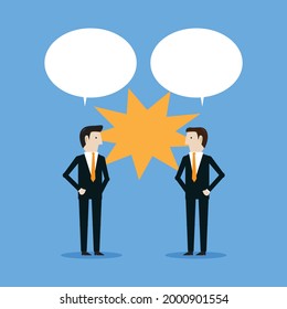 Empresarios discutiendo con diferentes opiniones, concepto de diseño de ilustración vectorial en estilo plano