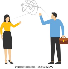  Businessmen arguing with different opinions, Vector illustration design concept in flat style

