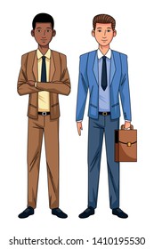 businessmen avatar cartoon character wearing elegant suit vector illustration graphic design