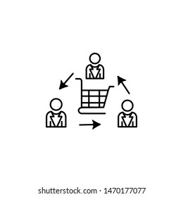Businessmen behavior basket icon. Element of consumer behavior line icon