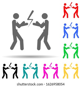 Businessmen with boxing gloves ready to fight multi color style icon. Simple glyph, flat vector of conflict icons for ui and ux, website or mobile application