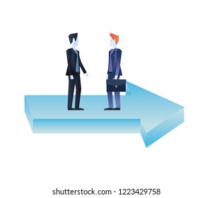 businessmen with briefcase on financial arrow