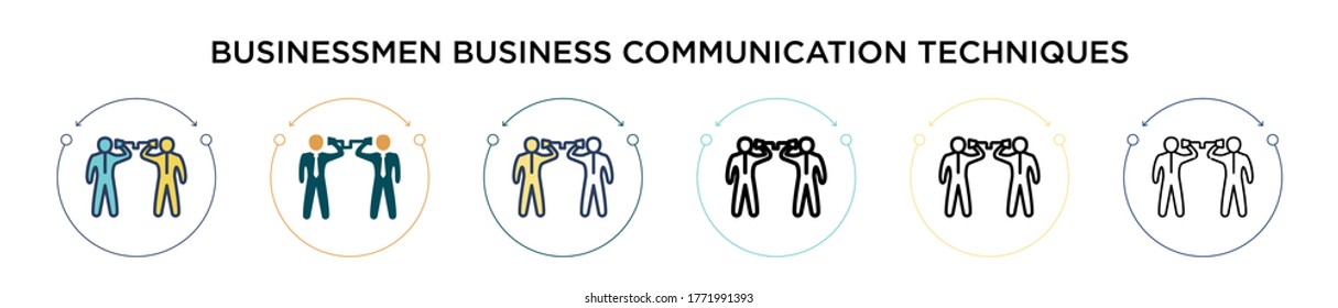 Businessmen business communication techniques icon in filled, thin line, outline and stroke style. Vector illustration of two colored and black businessmen business communication techniques vector 