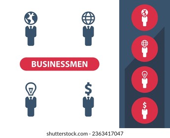 Businessmen - Business People - Businessman Icons. Job, Career, Politics, Politician. Professional, pixel perfect vector icon