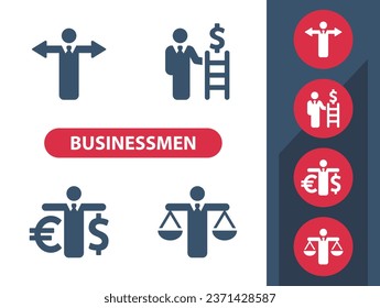 Businessmen, Business People, Businessman Icons. Job, Career, Politics, Politician Vector Icon