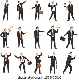 Big Set Businessman Character Different Poses Stock Vector (Royalty ...