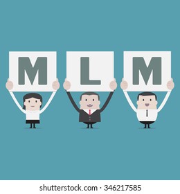 Businessmen and Businesswoman holding J O B sign - Vector