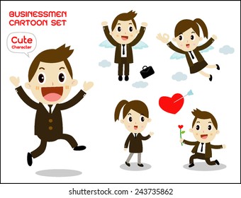businessmen and businesswomen cartoon character in love set vector