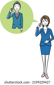 Businessmen and businesswomen making cell phone calls