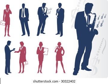 Businessmen and businesswomen silhouettes