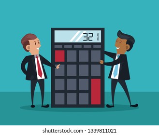 businessmen with calculator cartoons