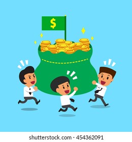 Businessmen carrying big money bag