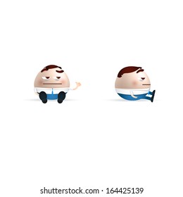 businessmen cartoon one of them with pocker-faced and another with angry face