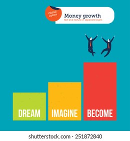 Businessmen celebrating on a chart. Vector illustration Eps10 file. Global colors. Text and Texture in separate layers.