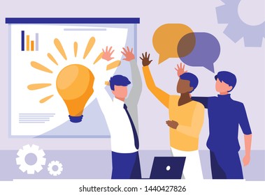 businessmen celebrating in the workplace