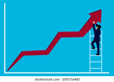 Businessmen change directions arrows red to goal to achieve success. graph. go to target growth.  Modern ideas, creativity. Business Concept Vector Illustration