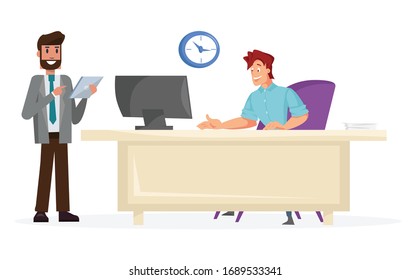 Businessmen Characters Working Office Vector Illustration Stock Vector ...