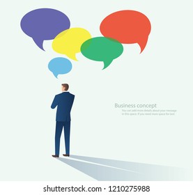Businessmen with chat bubble vector illustration of a communication concept