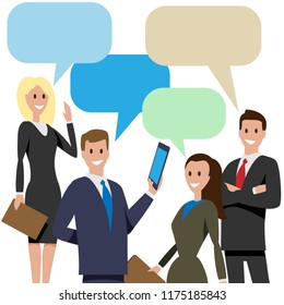 Businessmen chat speech bubbles