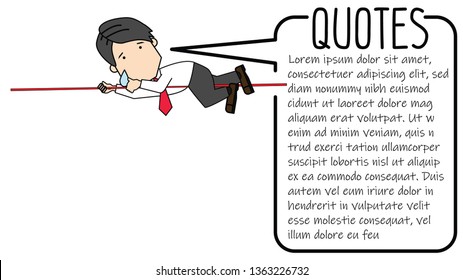 Businessmen are climbing the ropes in jeopardy to succeed. Funny vector concept