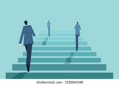Businessmen Climbing Up The Steps Of Success 