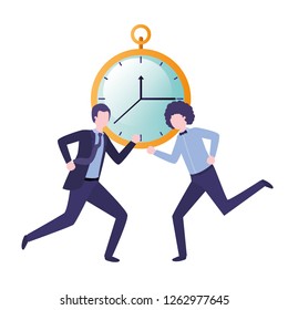 businessmen with clock avatar character