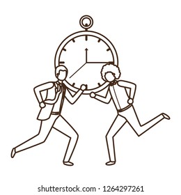 businessmen with clock avatar character