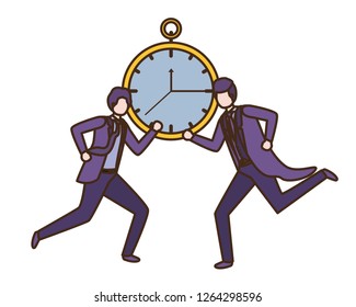 businessmen with clock avatar character