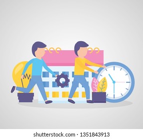 businessmen clock calendar creativity