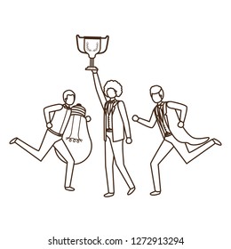 businessmen with clock and light bulb character