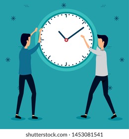 businessmen with clock teamwork strategy communication