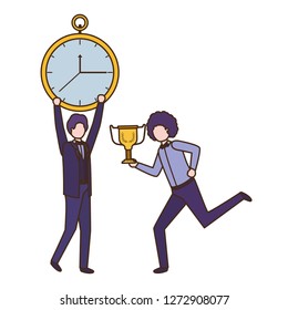 businessmen with clock and trophy avatar character