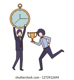 businessmen with clock and trophy avatar character