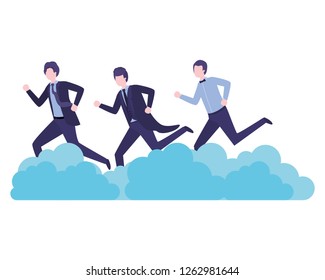 businessmen with clouds avatar character