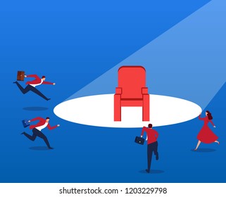 Businessmen compete for a chair