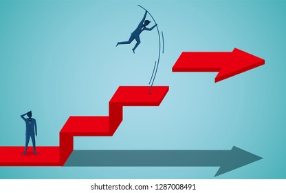 Businessmen competing go to target on the red arrow. business finance success. leadership. startup. illustration cartoon vector